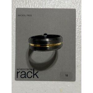 Nordstrom Ring Black Gold Band Size 10 Men Two Tone Metal Inlay NEW